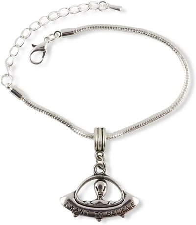 Alien Gifts | Alien Bracelet for Women Men UFO Jewellery Stainless Steel Charm Bracelet