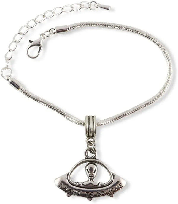 Alien Gifts | Alien Bracelet for Women Men UFO Jewellery Stainless Steel Charm Bracelet - Gifts for You 'n Me