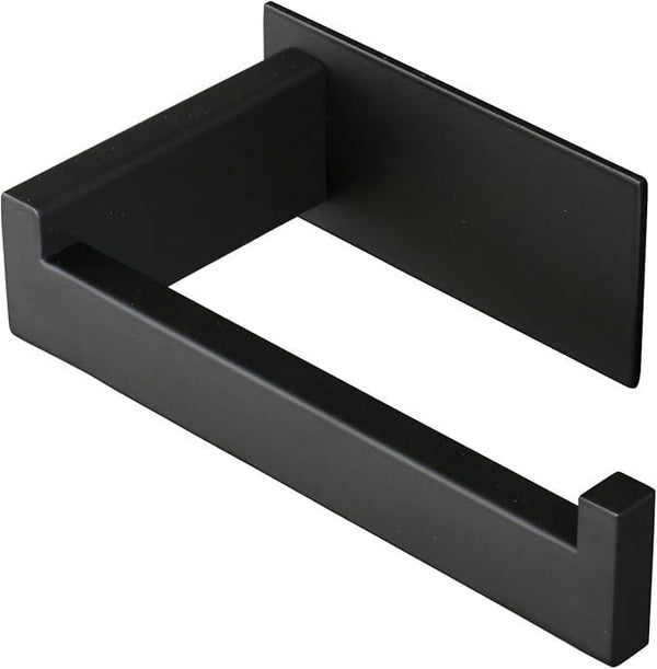 Toilet Paper Holder, Self Adhesive Tissue Holder Stainless Steel Rustproof Paper Roll Holder, No Drilling Easy to Install, Toilet Paper Rack Suitable for Office, Bathroom (Matte Black)