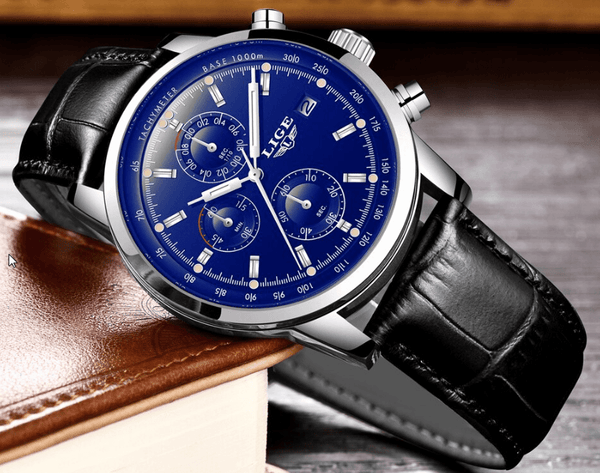 Men's  Waterproof Watch With Chronometers Date Display And Fluorescent Pointers Excellent Look Perfect Gift