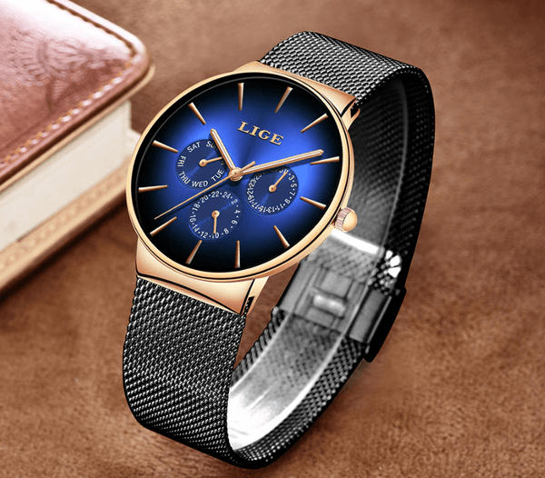 Men's Elegant Watch With  Stainless Steel Straps And Chronometers For Day And Date Display Unique Design Perfect Gift For Man And Women