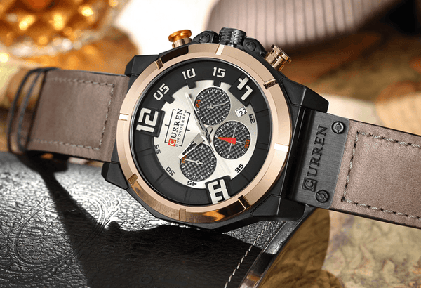 Men's Sport Waterproof Watch With Chronometers Large Numbers And Fluorescent Hands Perfect Gift For Your Man