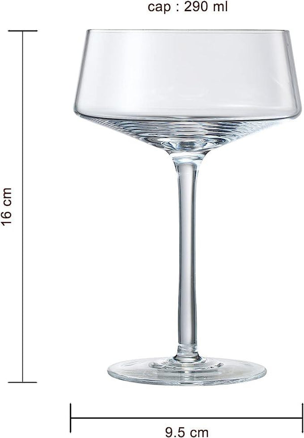 Luxury Martini Glass Set of 4 | 10oz | Crystal Luxury Martini with Silver Spoon, Premium Hand-Blown | Classic Cocktail & Champagne Clear Coupes For Manhattan, Cosmopolitan, Sidecar, Speakeasy Goblets