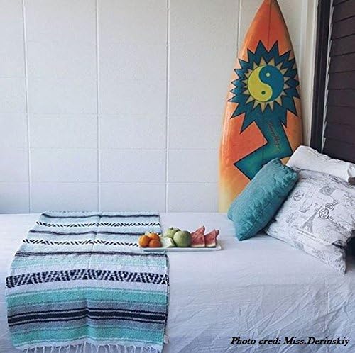 Del Mex Classic Mexican Blanket, Large Authentic Woven Falsa Throw (70