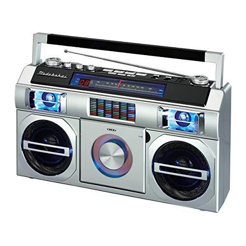 Studebaker 80's Retro Street Bluetooth Boombox with Radio, CD Player - Gifts for You 'n Me