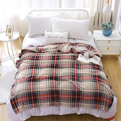 MERRYLIFE Tartan Plaid Print Throw Blanket Decorative Fleece Throw | Ultra-Plush Colorful | Couch Blanket Travel Lap | Home Gift Use(60