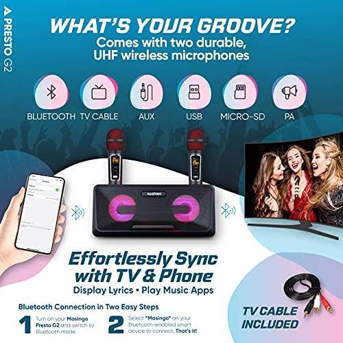 Portable Karaoke Machine for Kids with Bluetooth Speakers, 2 Wireless Microphones & PA System - Gifts for You 'n Me