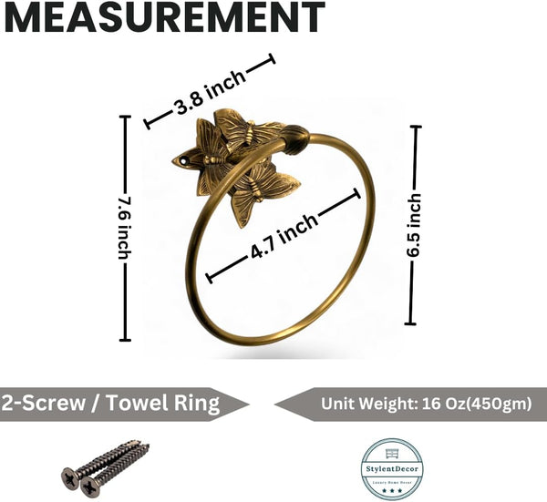 Brass Butterfly Towel Ring - Antique Brass