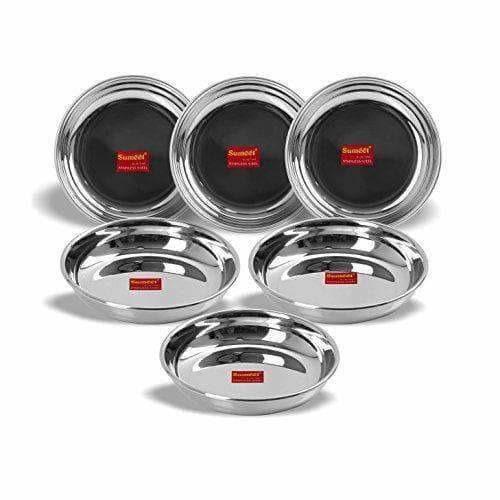 Stainless Steel Heavy Gauge Small Halwa Plates with Mirror finish -  Set of 6pc