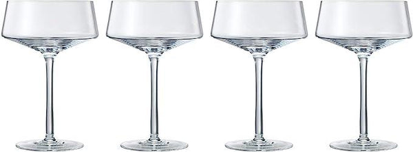 Luxury Martini Glass Set of 4 | 10oz | Crystal Luxury Martini with Silver Spoon, Premium Hand-Blown | Classic Cocktail & Champagne Clear Coupes For Manhattan, Cosmopolitan, Sidecar, Speakeasy Goblets