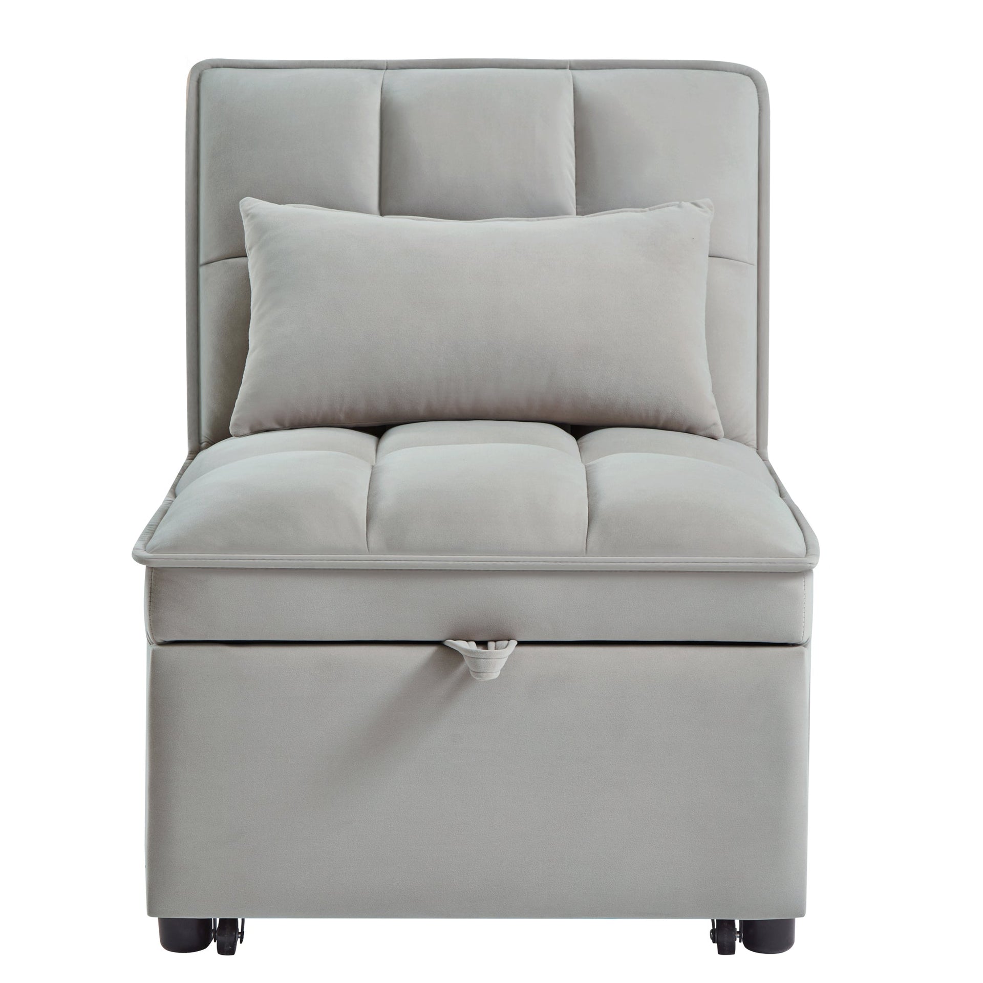 4 in 1 Multi-Function Single Sofa Bed with Storage Pockets Gray