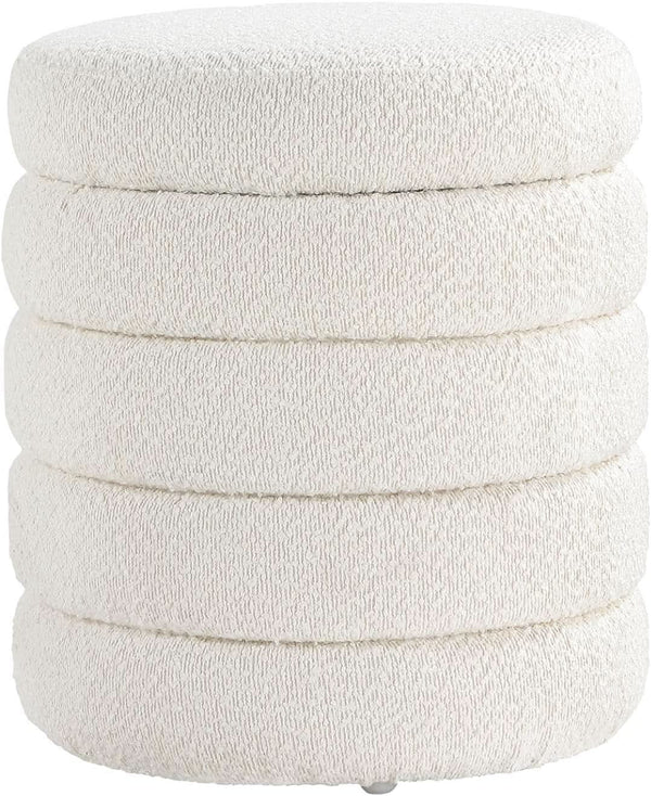 Round Ottoman With Hidden Storage And Cushioned Top