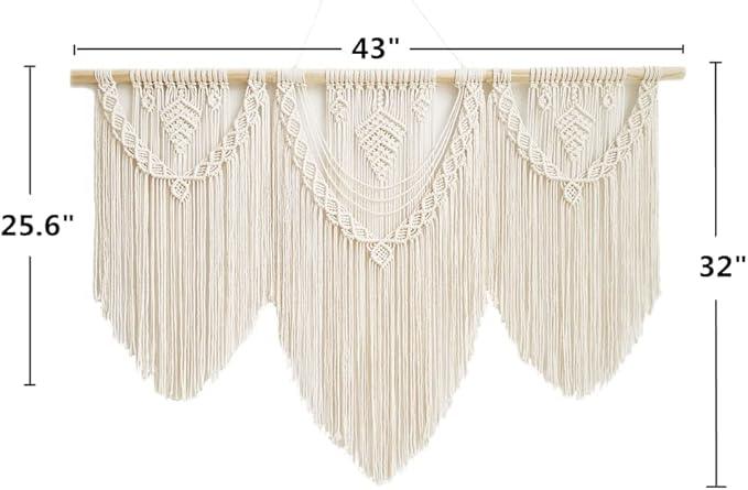 guzhiou large macrame wall hanging - Boho Tapestry Macrame Wall Decor Art- Chic Bohemian Handmade Woven Tapestry Home Decoration for Bedroom Living Room Apartment Wedding Party - 43