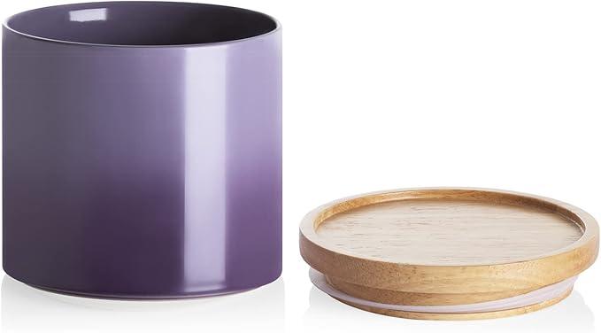 Sweejar Ceramic Food Storage Jar, Stackable Kitchen Canisters, Containers with Airtight Seal Wooden Lid for Serving Coffee Grounds, Coffee Bean, Flour, Tea, Spice and More - 39 Fl Oz (Gradient Purple)
