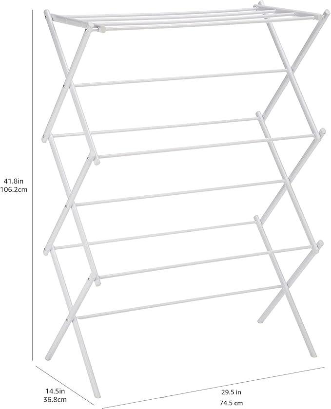 Amazon Basics Foldable Portable Laundry Rack for Air Drying Clothing, Indoor Outdoor Use - 14.5