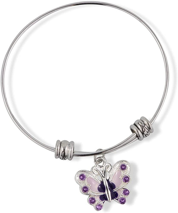 Butterfly with Coloured Enamel Fancy Charm Bangle