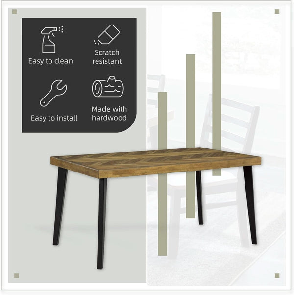 Blondon 60 Inch Solid Wood Dining Set Brown Finish Durable Construction
