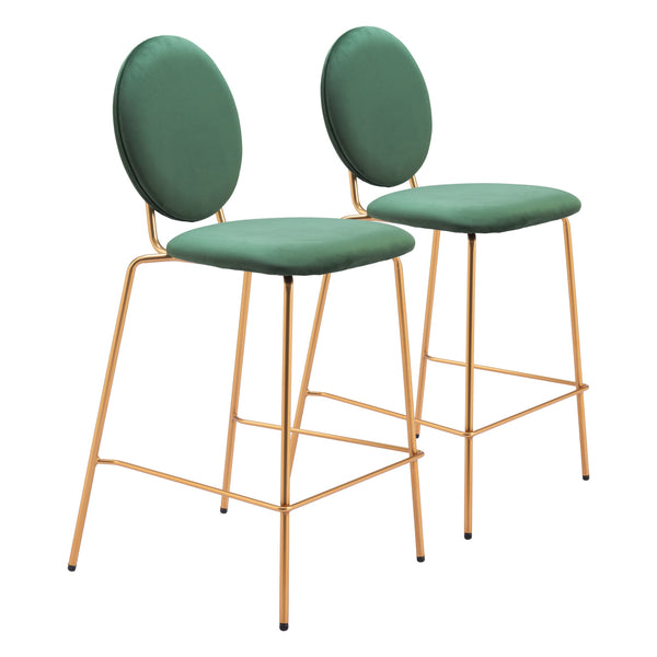 Odessa Counter Stool (Set of 2) Green & Gold