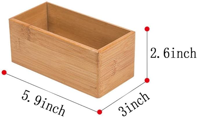 Bamboo Drawer Organizer - Kitchen Utensil Organizer Silverware Tray Cutlery Holder，Office Desk Supplies and Accessories (5.9x3x2.6 inch)