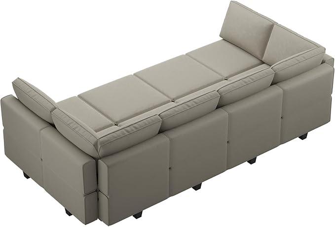 Belffin Modular Sectional Sofa with Storage Chaises Sectional Sleeper Sofa Couch 8 Seat Sectional Bed Grey