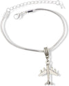 Emerald Park Jewelry Airplane Bracelet | Plane with 4 Engines Stainless Steel Snake Chain Charm Bracelet