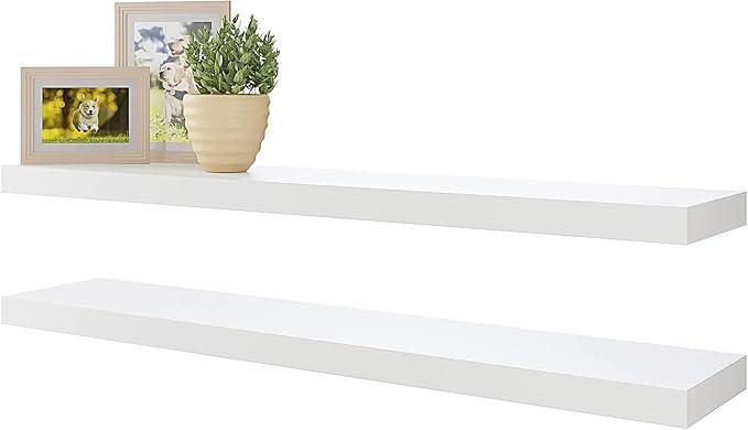 BAMEOS Floating Shelves,40 in W x 8in D Wall Mounted Wooden Shelves with Invisible Brackets Set of 2, Hanging Wall Shelves Decoration for Bedroom, Bathroom, Living Room and Kitchen