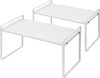 Nxconsu 2Pack Cabinet Shelves Stackable Organizer Rack Riser for Kitchen Cabinet Pantry Cupboard Counter Countertop Home Organization Storage Space Saver Heavy Duty Metal Nonslip White Tall