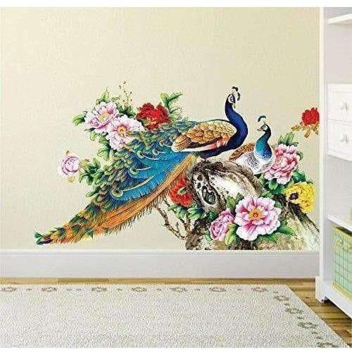 Multi color Peacock Birds Nature Wall Sticker - Model 2