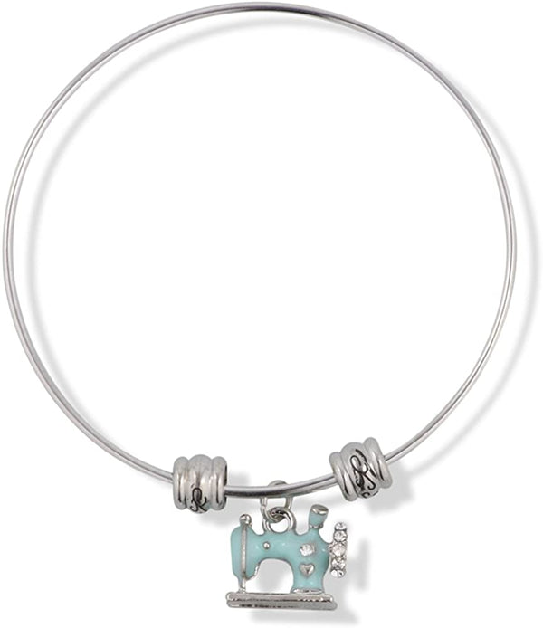 EPJ Sewing Machine Light Blue Fancy Charm Bangle