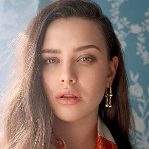 U-Shape Ball Chain Chunky Gold Plated Earring with Gift Pouch