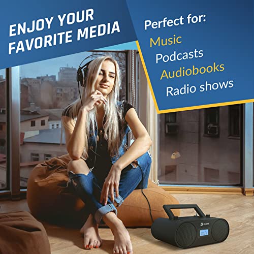 KLIM Boombox CD Player Audio System AM/FM Radio with CD Player MP3 Bluetooth AUX USB