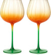 Khen Pumpkin Wine Glasses Fall Inspired Lightweight - Set of 2 Orange & Green