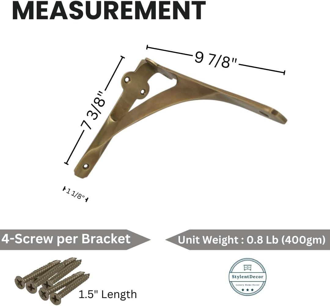 Classic Shelf Bracket - Antique Brass