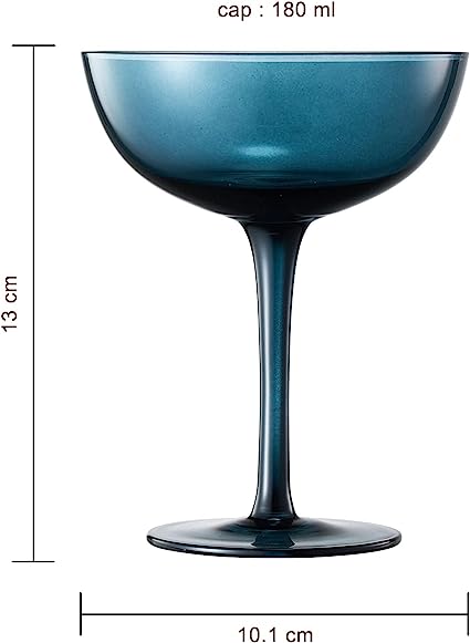 Cocktail & Champagne Coupe Glasses Coupe Cocktail Glasses 7 oz | Set of 6 | Pastel Colored Crystal Cocktail Glassware for Champagne, Martini, Manhattan Goblet Cocktails, Glassware - Luxury Gift Box