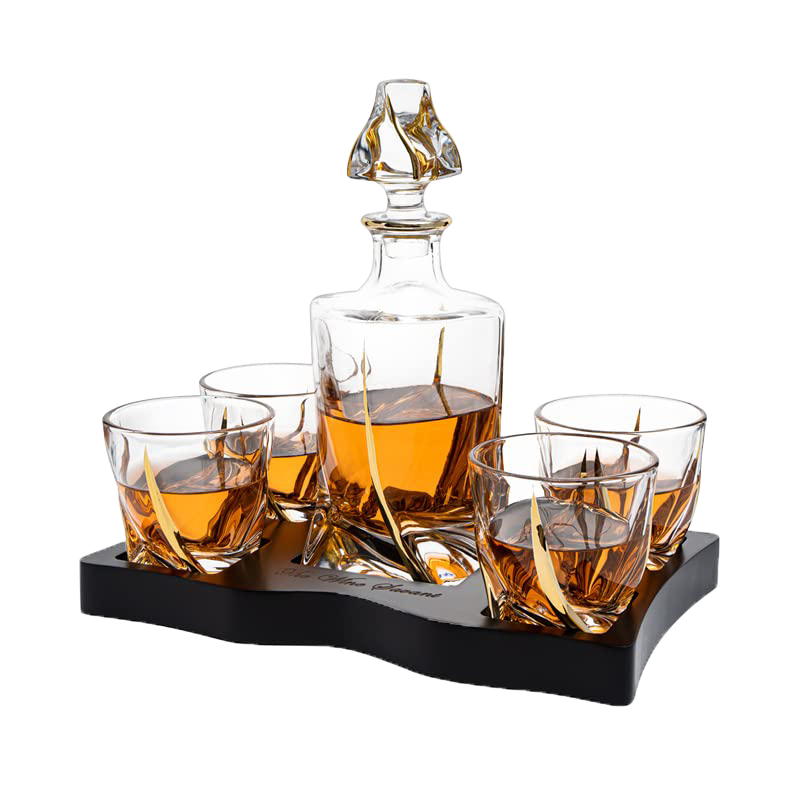European Style Gold Wine & Whiskey Gold Twist Spiral Decanter 855ml