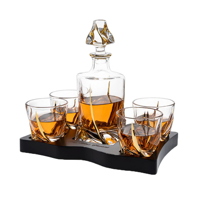 European Style Gold Wine & Whiskey Gold Twist Spiral Decanter 855ml