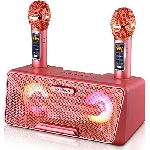 Portable Karaoke Machine for Kids with Bluetooth Speakers, 2 Wireless Microphones & PA System - Gifts for You 'n Me