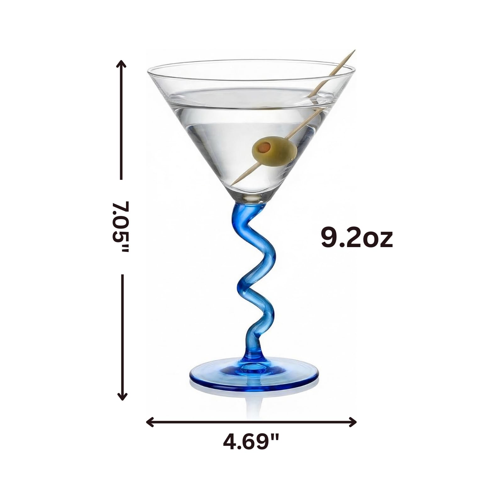 Spiral Stem Martini Glasses Set of 6, 9.2oz 7.05