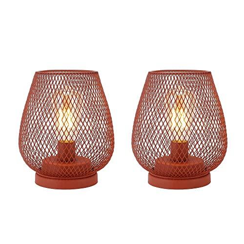 6.7'' Tall Metal Cage Shape Cordless Table Lamp Battery Lanterns (Set of 2)