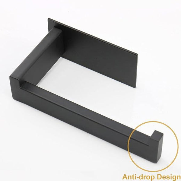 Toilet Paper Holder, Self Adhesive Tissue Holder Stainless Steel Rustproof Paper Roll Holder, No Drilling Easy to Install, Toilet Paper Rack Suitable for Office, Bathroom (2, Matte Black)