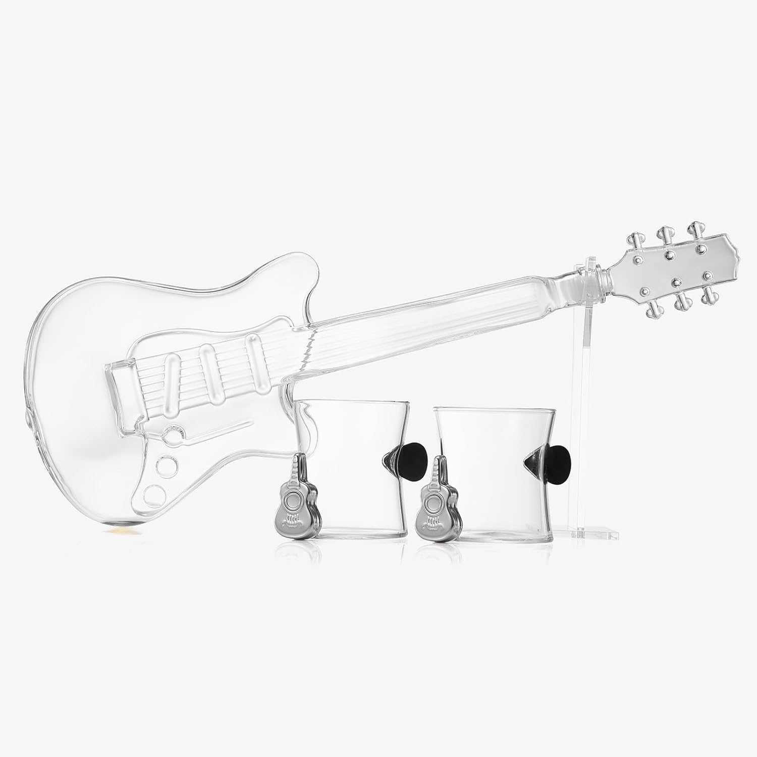 Electric Guitar Whiskey & Wine Decanter with 2 Pick Whiskey Glasses, Acrylic Stand & Case - 34 OZ Glass 16