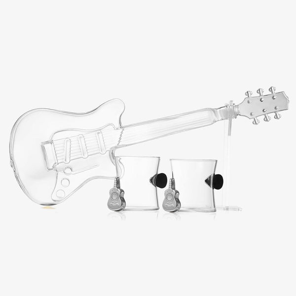 Electric Guitar Whiskey & Wine Decanter with 2 Pick Whiskey Glasses, Acrylic Stand & Case - 34 OZ Glass 16