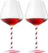 Khen Holiday Candy Cane Wine Glasses Set of 2 Santa Red White Striped