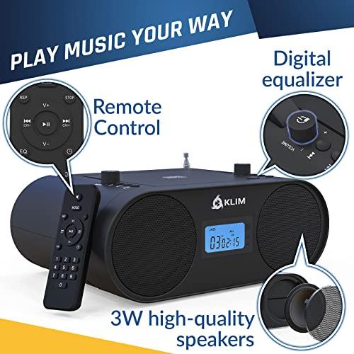 KLIM Boombox CD Player Audio System AM/FM Radio with CD Player MP3 Bluetooth AUX USB - Gifts for You 'n Me