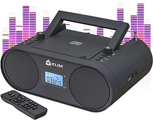 KLIM Boombox CD Player Audio System AM/FM Radio with CD Player MP3 Bluetooth AUX USB - Gifts for You 'n Me