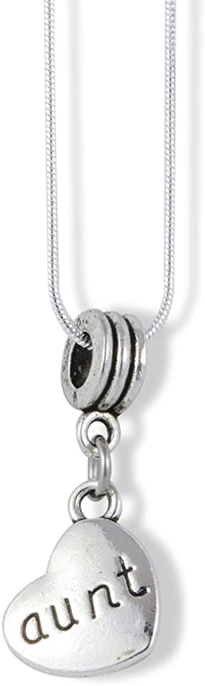 Aunt on a Heart Charm Snake Chain Necklace