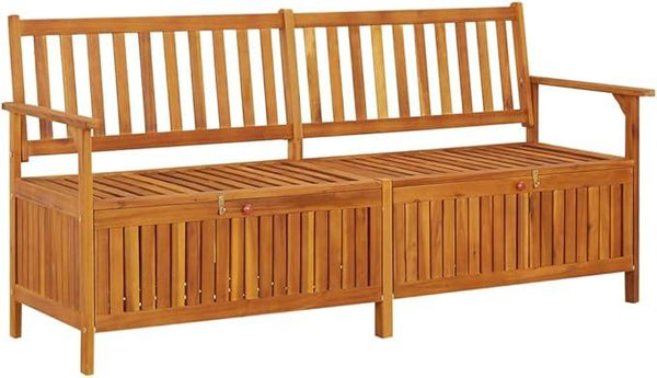 vidaXL Stable Solid Acacia Wood Storage Bench - Weather-Resistant Wooden Patio Furniture with Ample Storage Space & Comfortable Seating