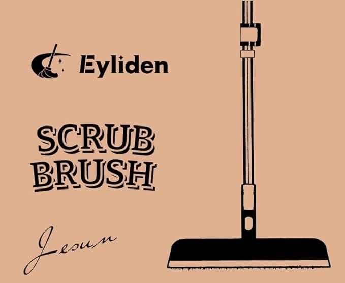 Eyliden X-Large Floor Scrub Brush, 2 in 1 Scrape Brushes with Rubber Squeegee | 55.3