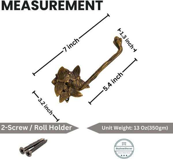 Brass Butterfly Roll Holder - Antique Brass
