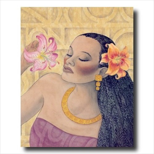 African American Wall Art – Black Girl Art Print 16x20 Contemporary Floral Decor